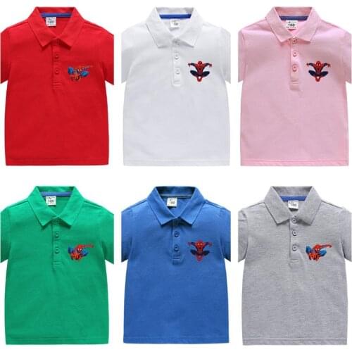 Disney Marvel Spider Man Lapel Childrens Clothing Summer Boys New Korean Version POLO Shirt Half Sleeve Cotton Baby T-shirt