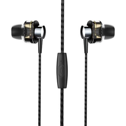 Double Dynamic Earphone With Mic Hi-Fi Heavy Bass Stereo Original Earplugs Earphone For iPhone Android Mobile Phone 3.5mm plug