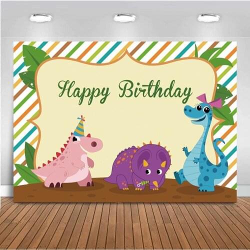 Photocall Cartoon Jungle Dinosaur Party Baby Birthday Photography Backgrounds Customized Backdrops For Photo Studio Vinyl