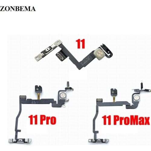 ZONBEMA 5PCS New Power Volume Switch on off flex Cable with Metal Bracket Assembly For iPhone 11 Pro Max