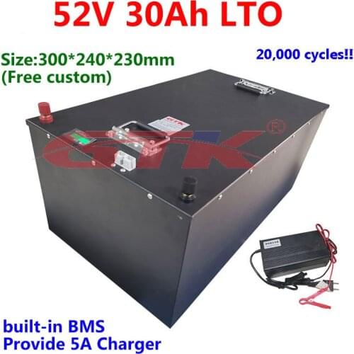 GTK 52V 40AH LTO battery with BMS lithium battery for 48v 5000w AGV scooter bike Tricycle inverter golf cart boat + 5A Charger