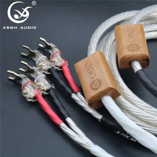 1 pair XSSH Audio YIVO Hifi Cable 8N copper Silver Plated 16AWG x 8 core Speaker Cable With Banana Plug Cord Line Wire