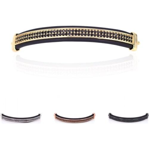 2pcs/lot Copper Metal Curved Tube Connectors For Fashion Bracelet 8*58mm Cubic Zirconia Charms Beads Diy Jewelry Making