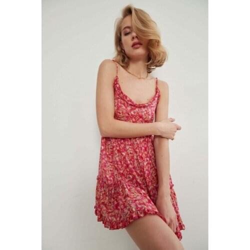 Floral Patterned Mini Dress Trend Moda -dresses-womens clothing-dresses-womens clothing free shipping-midi dress-casual dress