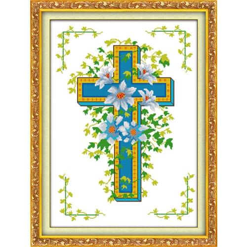 The cross 1 cross stitch kit Religion lily flower count DMC color aida 11ct hand embroidery DIY handmade needlework supplies bag