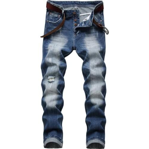 2020 New Mens Ripped Jeans Casual Skinny slim Fit Denim Pants Biker Hip Hop Jeans