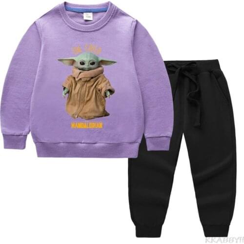 Disney Baby Yoda The Mandalorian The new spring/summer 2021 childrens sweatshirt + pants two-piece boys and girls casual sports