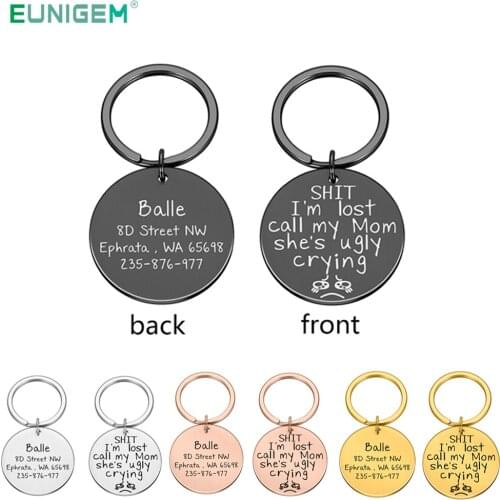 Custom Keychain Pet ID Tag Dog Cat Collar Accessories Keychain Decoration Pet Name Number Collars Stainless Steel Keyring