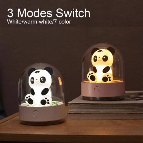 Rechargeable Cute Panda Night LED Light RGB Aromatherapy UV Disinfection Lamp For Children Bedroom Kids Gift