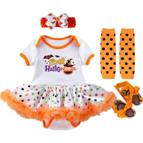 Princess Baby Girls Dress My First Halloween Costume Party Dress Baby Dot Funny Infantil Bebe Vistido De Festa Clothes Set 0-24M