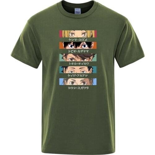 Casual Soft T-Shirt For Men Haikyuu Anime Character Eyes Printing Tee Shirt Cool S-Xxxl T Shirt Vogue Round Neck Male T-Shirts
