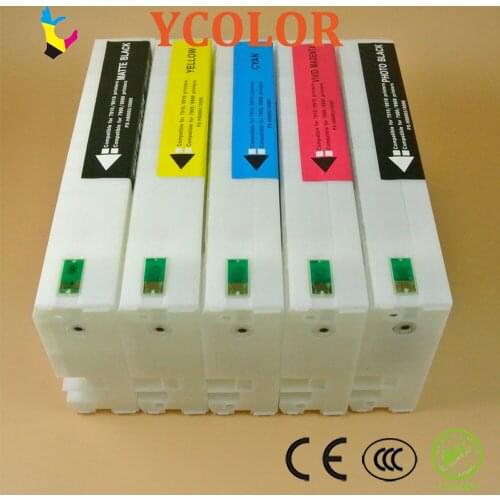 DGYCJLFP 9pcs/lot 350ml Empty compatible ink cartridge with one time use chip for Epson 7890 9890 7908 9908 printer