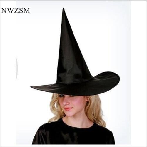 Halloween props dress up hat wizard pointed hat all black witch witch hat party