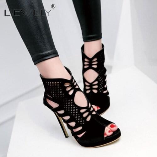 Lsewilly Women Sandals High Heels Gladiator Back Zipper Woman Peep Toe Stiletto Sexy Women Heels Chaussures Femme Summer Women