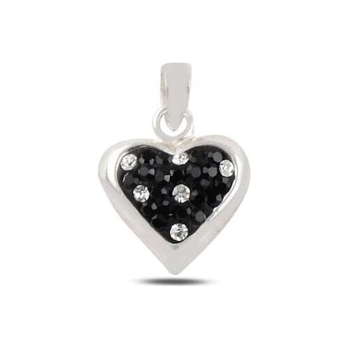 Silver 925 Sterling Heart Crystal Stone Pendant