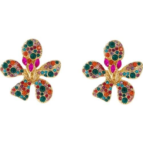 New Exaggerated Light blue Crystal Rhinestone Eye Shaped Stud Earrings for Women Girls Personality Earring Jewelry