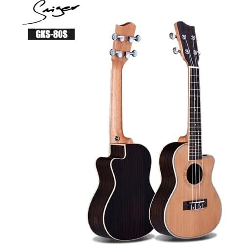 Simger 1Pc Solid Cedar Ukulele GKS-80S 21" Soprano Cutaway Ukulele Hawaii For Beginner Profession Gifts Guitar Music Instrument