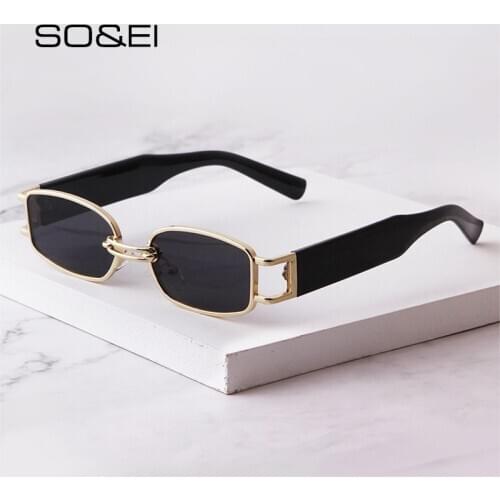 SO&EI Fashion Small Rectangle Women Sunglasses Brand Designer Vintage Square Punk Sun Glasses Men Shades UV400 Clear Eyewear