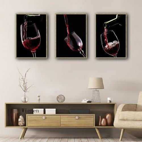 Modern Minimalist Wall Art Poster Wine Wine Glass Canvas Painting Hd Print Pictures for Romantic Life Kitchen Dining Hall Decor