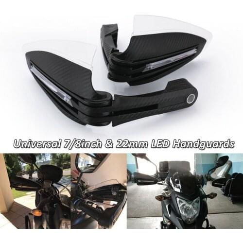 7/8'' & 22MM Universal Motorcycle Handguards with LED Turn Signals Indicator Light for Yamaha Suzuki Kawasaki Hand Protection