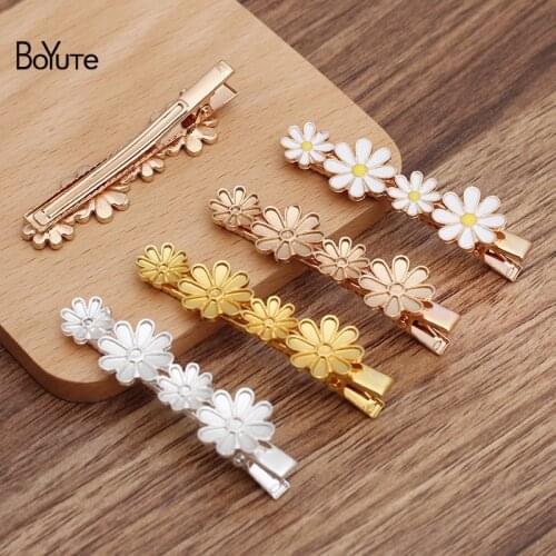 BoYuTe (10 Pieces/Lot) 16*55MM Alloy Flower Hair Clip Materials Factory Supply Handmade Diy Jewelry Accessories
