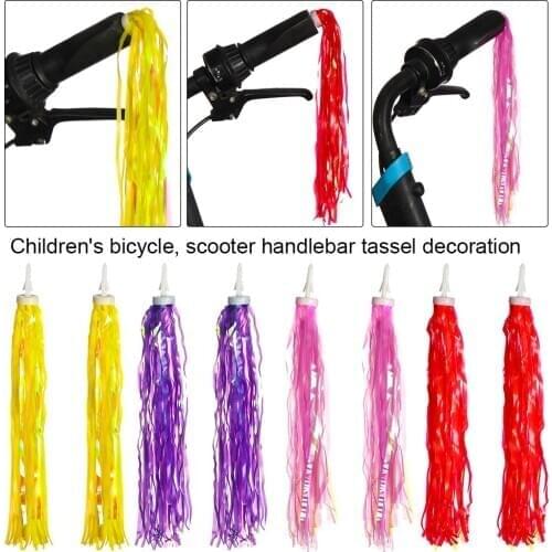 1 pair Childrens Bicycle Tricycle Handlebar Colorful Tassels Decoration Girls Boys Handlebar Streamers Tassels Scooter Parts