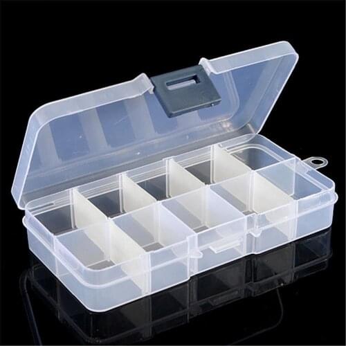1PC 10 Cells Little Item Pill Jewelry Box Storage Storage Case Glitter Gems Decoration Home Office Use
