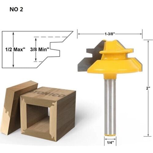 1Pc 45 Degree Lock Miter Router Bit 1/4 Inch Shank Milling Cutter For Woodworking Tool Carbide Alloy