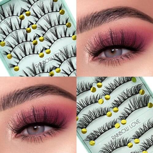 10 Pairs Thick Long Natural Fake Eyelashes 3D Faux Mink False Eyelash Wispy Fluffy Crisscross Lashes Extension Makeup Tools