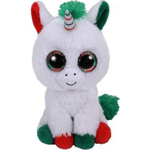 15CM Ty Beanie Glitter Big Eyes Kandy Kane the Unicorn Animal Doll Red Green Unicorn Birthday Gift Soft Stuffed Plush Toy Kids