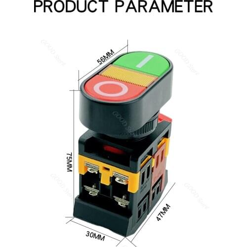 22mm START STOP NO/NC APBB-22N Momentary Double Head Push Button Switch with Light