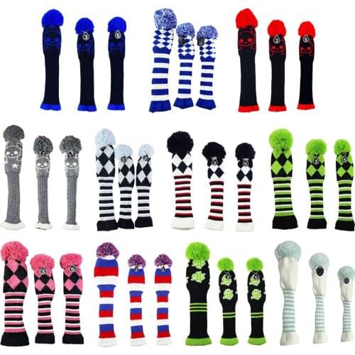 3 Pieces Knitted Golf Club Head Covers Knitting Wood Headcover Sleeve