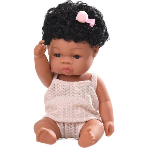 JINGXIN 35cm Reborn Baby Doll African Black Girl Lifelike Dolls Baby Toys For Children Girls Boys Babies Body Play Vinyl Dolls