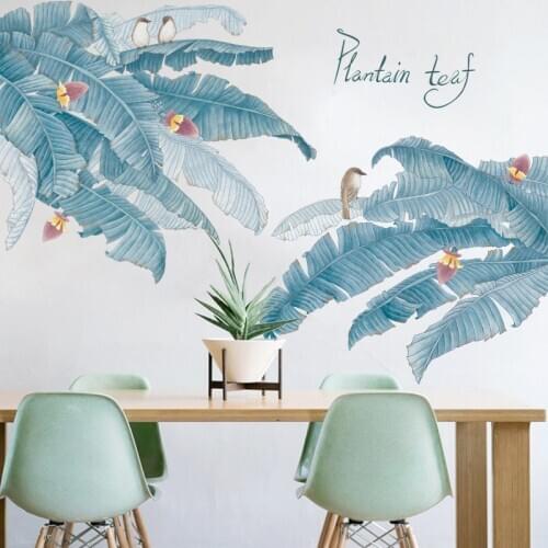 DIY 3D Banana Leaf Home Decor Wall Art Sticker Poster For Girls Kids Bedroom Home Plant Wallpaper PVC Decoration Accessories
