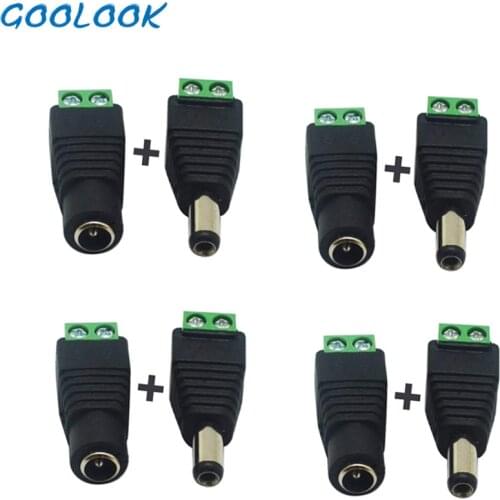4pcs Female +4 pcs Male DC connector 2.1*5.5mm Power Jack Adapter Plug Cable Connector for 3528/5050/5730 led strip light