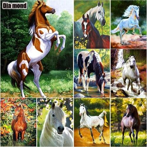 5D DIY Animals Diamond Painting Horse Diamond Embroidery Cross Stitch Full Square Round Drill Crafts Manual Art Gift Home Decor