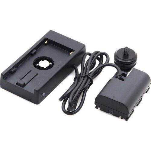 NP-F970 to LP-E6 Dummy Battery Power Adapter Mount Plate with Hot Shoe for Canon EOS 5D2 5D3 5D4 6D 6D2 7D 7D2 60D 70