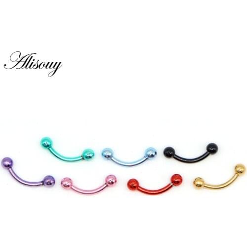 Alisouy 1pcs Surgical Stainless Steel Eyebrow Nose Lip Captive Bead Ring Tongue Piercing Tragus Cartilage Earring Body Jewelry