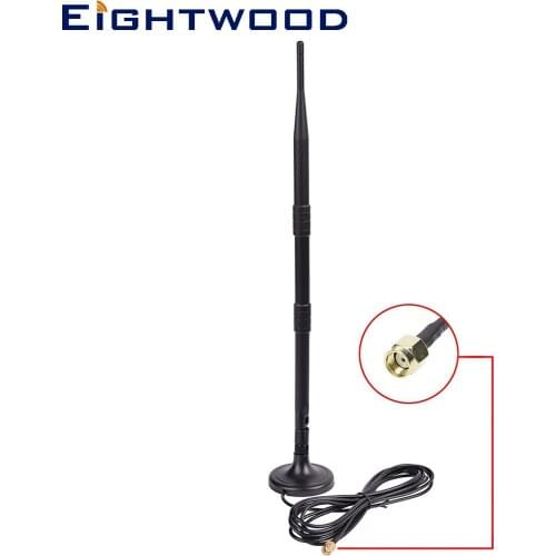 Eightwood RP-SMA 9dbi WiFi Booster Router Indoor Omni-directional Extender Antenna with Magnetic Stand Base &amp 5ft Extension