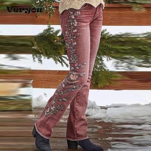 BISHAN Women's Jeans With Embroidery