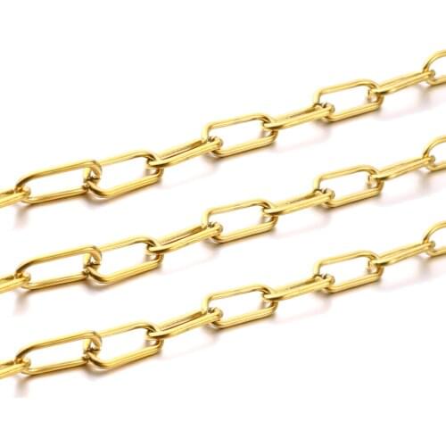 1 Meter 7mm Width Punk Stainless Steel Gold Steel Chains Pants Chain Waist Chain Heavy Chic Chain Fit for Jewelry Making