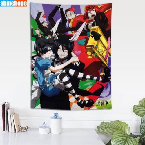 Black Butler Tapestry Mandala Wall Hanging Wall Tapestry Psychedelic Farmhouse Decor Dorm Room Wall Carpet Wall Blanket