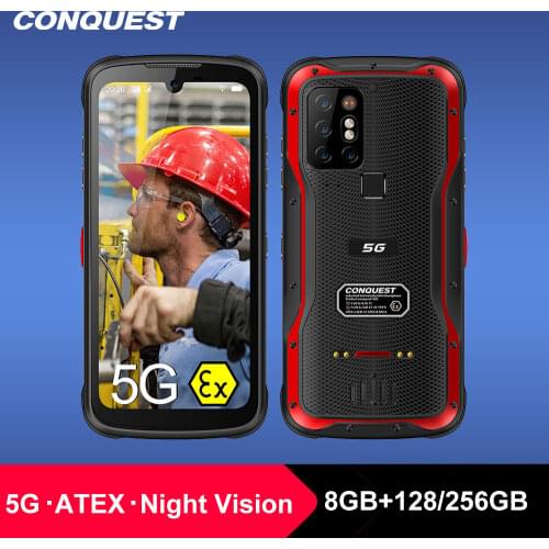 2021 CONQUEST S20 ATEX 5G Night Vision Smartphone IP68 Waterproof 48MP Camera 8GB RAM 256GB ROM Global Version Mobile Phones