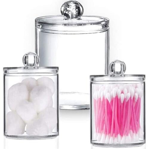 Holder Cotton Ball Holder,Clear Makeup Organizer Apothecary Jars with Lids,for Bathroom Organizers and Storage