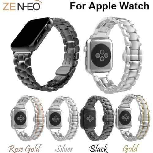 For apple watch Series 1/2/3/4 bands Luxury Stainless Steel link bracelet band stainless steel strap 38mm 40mm 42mm 44mm Straps