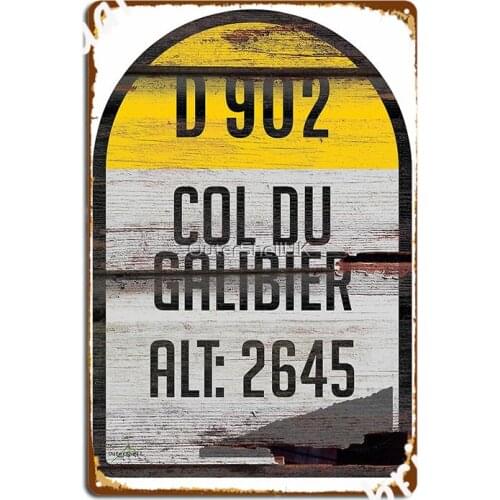 Col Du Galibier France Kilometre Marker Vintage Wood Effect Sticker Metal Plaque Poster Printing Bar Cave Tin Sign Posters