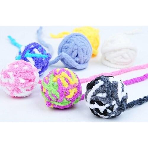 Cat Toys Balls Colorful Rainbow Yarn with Bell Cat Teething Chew Chase Ball,Interactive Chasing Chewing Toys Molar Cotton Balls