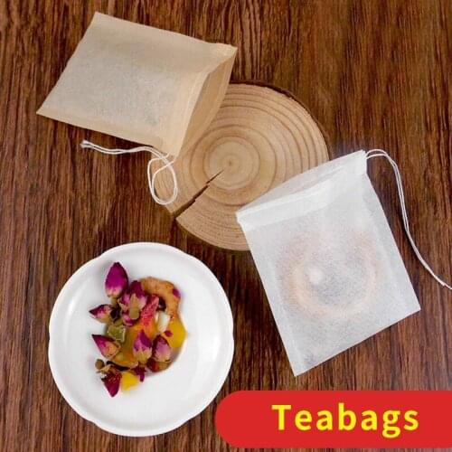 Creative 100 Pieces of Non-woven Food Grade Fabric for Spice Infuser, with Rope To Cure and Seal Spice Filter Tea Bags