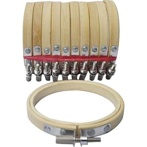 10 Pcs 3Inch 8cm Round Wooden Embroidery Hoops Set Adjustable Bamboo Circle Cross Stitch Hoop Ring