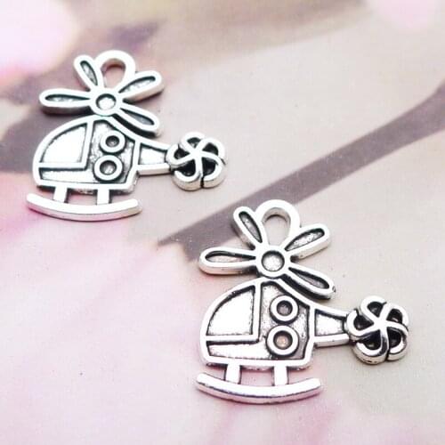 Fashion Antique Silver Color Alloy Helicopter Finding Charms 100pcs 18*19mm AAC426